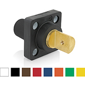 16 Series Single Pole Cam Type Female Panel Mount Receptacle, 90-Degree, Half Round w/ Tapped Hole, Cable Size #2 - 4/0, Max Amp 400A - Orange