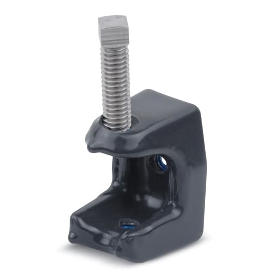 PVC Coated Hanger Rod Beam Clamp, Jaw Opening 1 Inch/25.40 Millimeters, Load Rating 1,300 Pounds/589.67 Kilograms, Base 2 Inch x 2 Inch, Malleable Iron, Gray