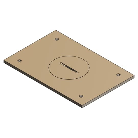 Cover Plate for Multi-Gang Floor Boxes for Power and Communications, Length 4-1/2 Inches, Width 3 Inches, 1-1/4 Inch NPS Plug, Brass