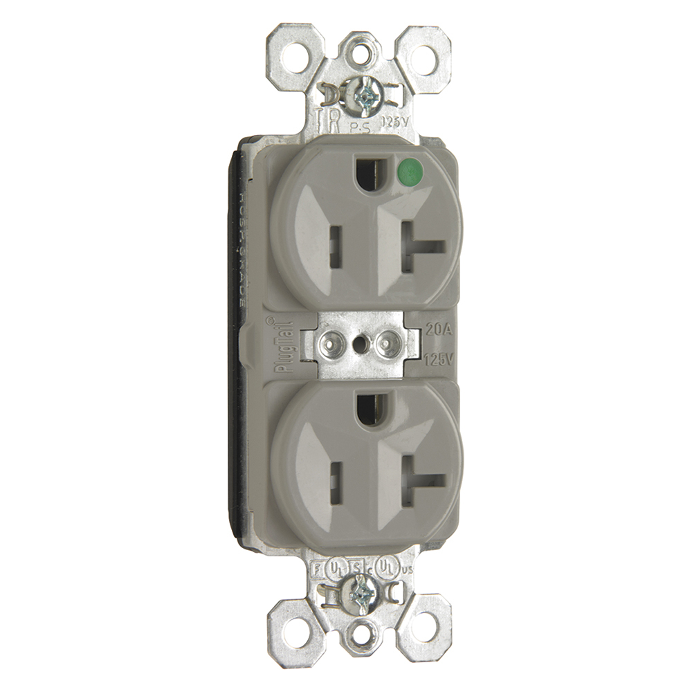 Hospital Grade Duplex Receptalces, 20 Amp, Gray