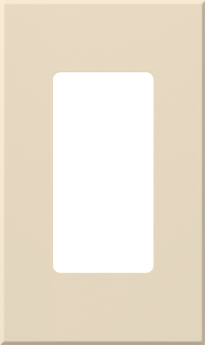 Nova T single-gang wallplate, small opening, no fins broken, in light almond