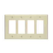 4-Gang Decora/GFCI Device Decora Wallplate, Midway Size, Thermoset, Device Mount, Light Almond