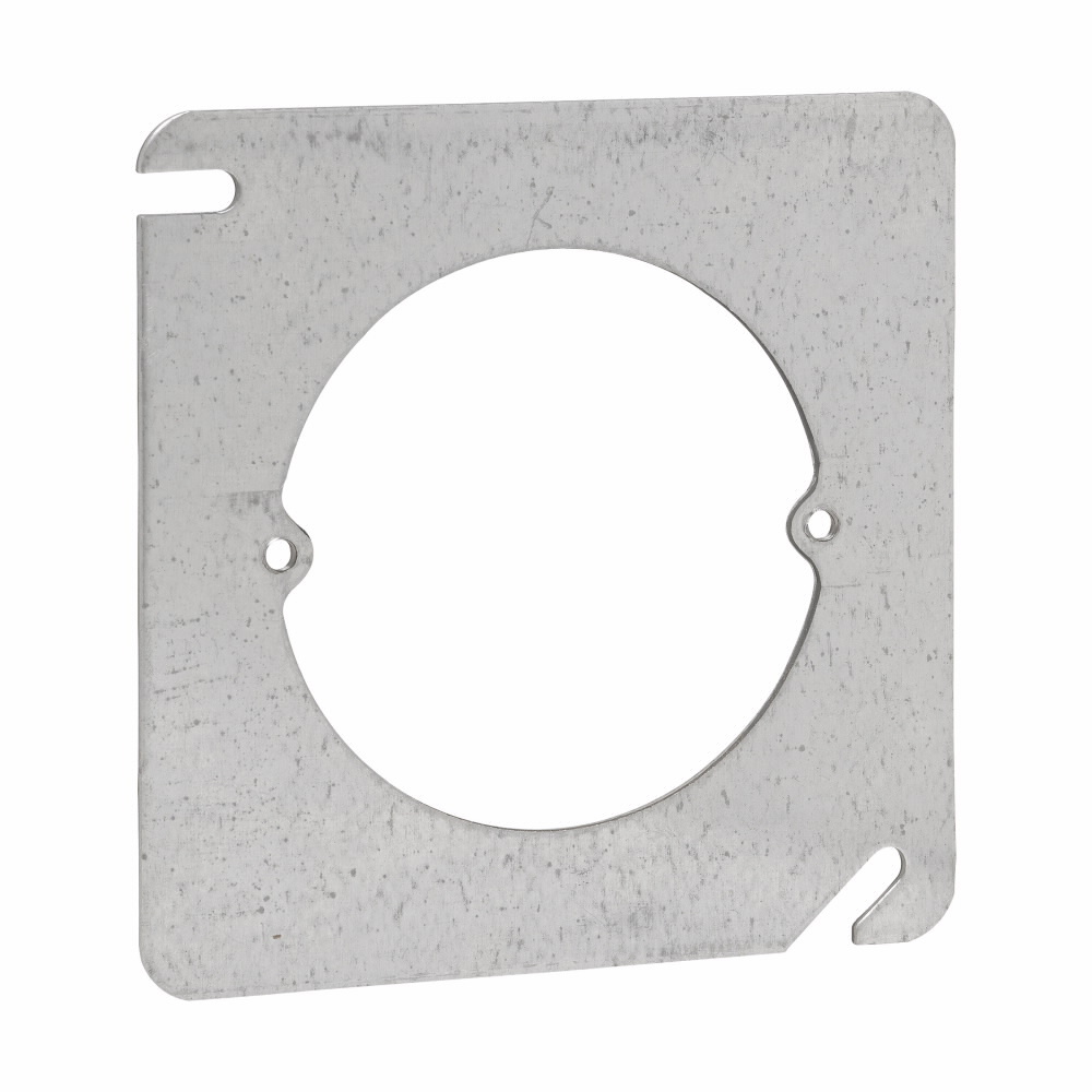 Eaton Crouse-Hinds series Square Cover, 4", Steel, Flat, open with ears 2-3/4"