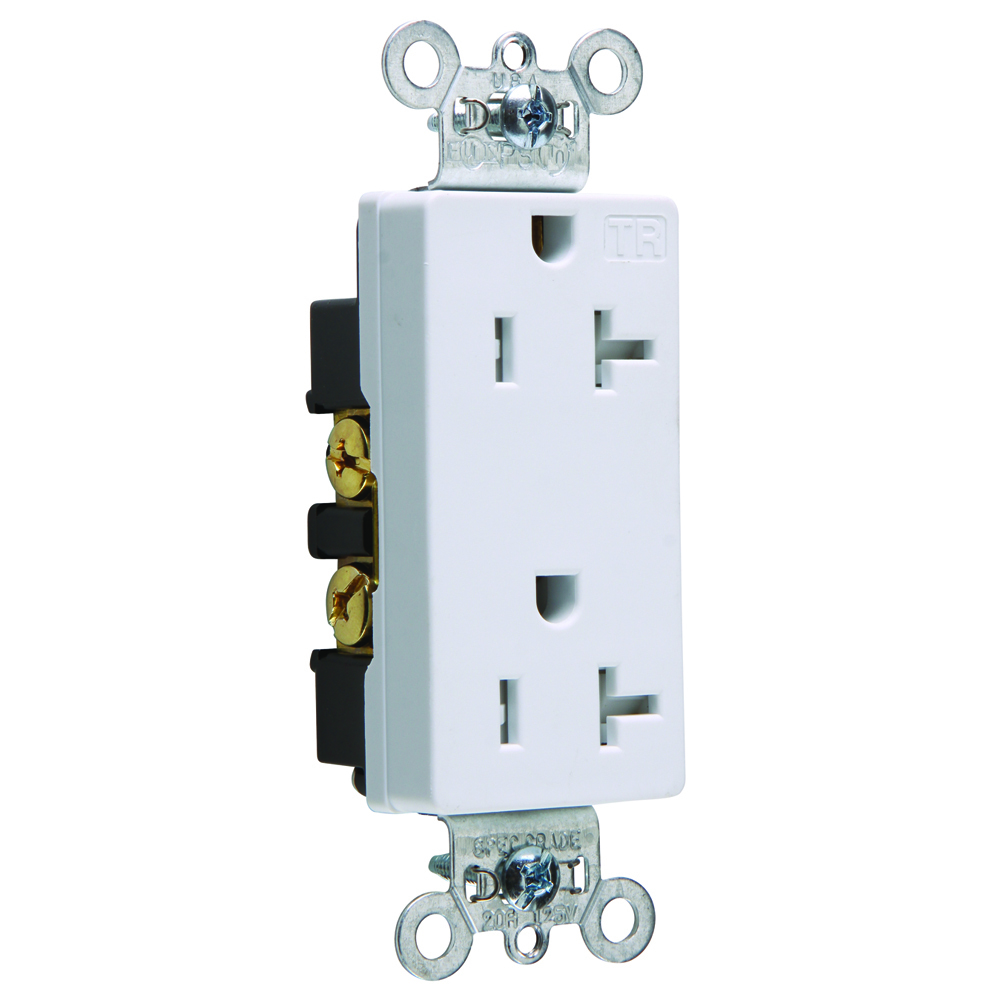 Tamper-Resistant Heavy-Duty Decorator Spec Grade Duplex Receptacle Back and, Side Wire 20amp 125volt White