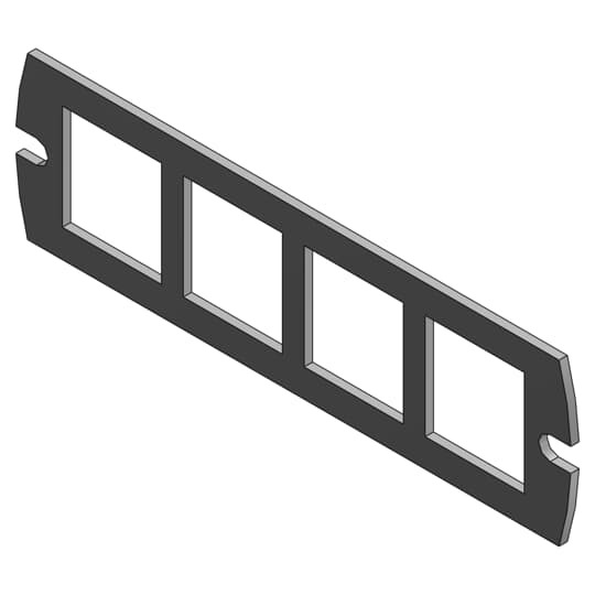 Communications device plate for 4-Systemax jacks - compartment A.