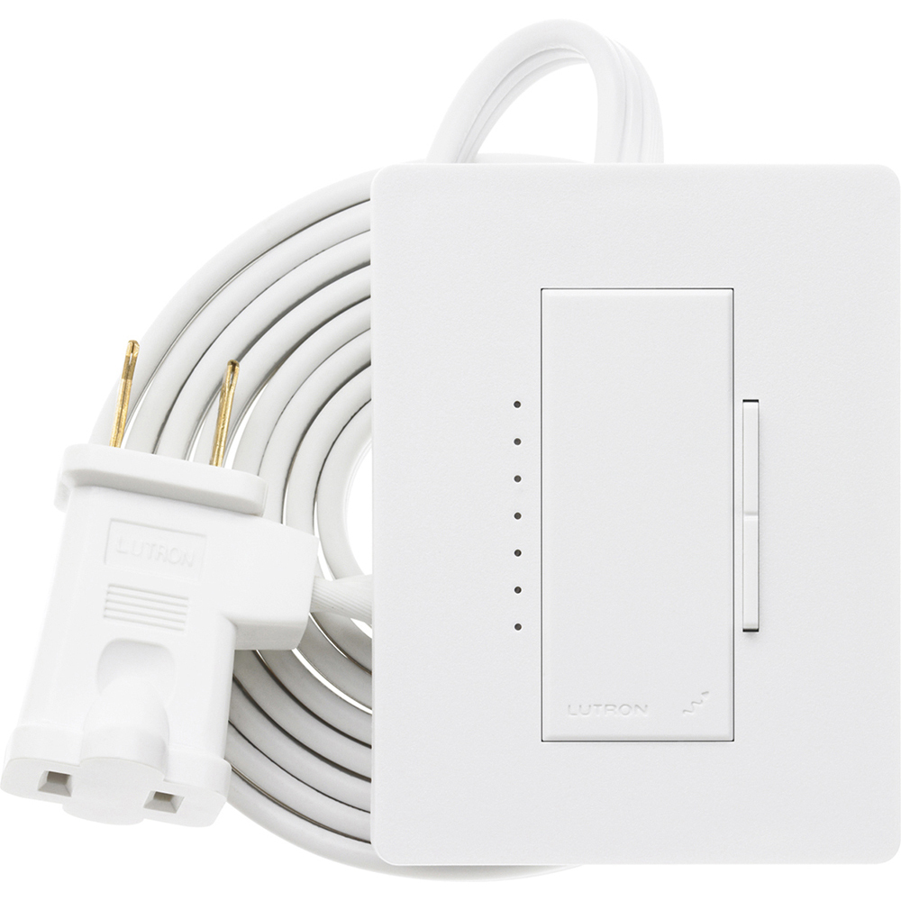 RadioRA 2 Plug-in Table Lamp Dimmer, Incandescent/Halogen, Magnetic Low-Voltage, 120V/300W in snow