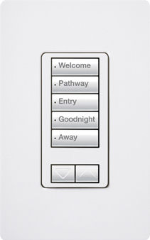 Lutron RadioRA 2 seeTouch LED+ Hybrid Keypad, 5 Button with Raise/Lower  - White