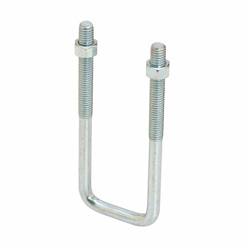 Eaton B-Line series U-bolt/J-bolt, 2.5"H x 3.3750"L x 1.6563"W, Steel, 3/8"-16 rod size, 3/8"-16 screw size, 2.5"thread len, Square u-bolt