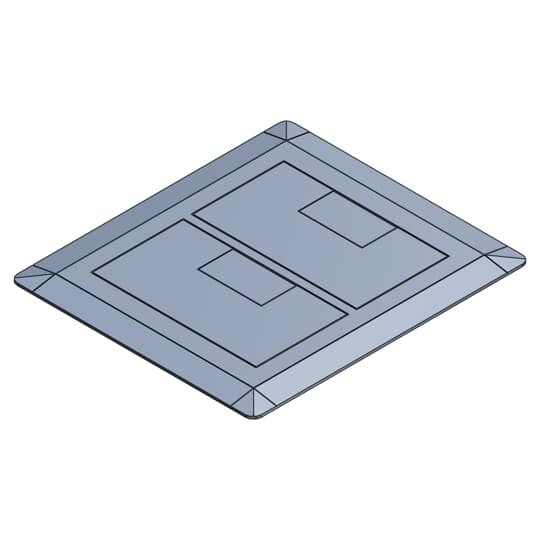 Two Gang Floor Box Cover, Width 7.13 Inches x Length 8.25 Inches, Slate, Non-Metallic, Carpet Flange Included