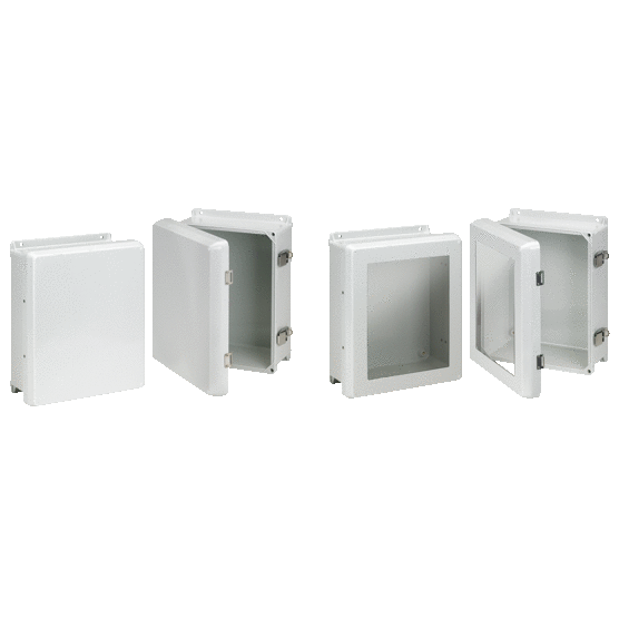 Flat Cover with Latches Type 4X, 15.81x13.81x5.99, Lt Gray, Fiberglass