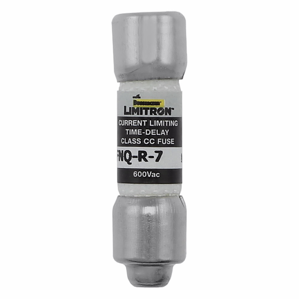 Eaton Bussmann series FNQ-R fuse, 7 A, Class CC, Non-indicating, 12 sec at 200%, 200 kAIC, Nickel-plated brass endcap,Melamine tube, Standard, 600 V