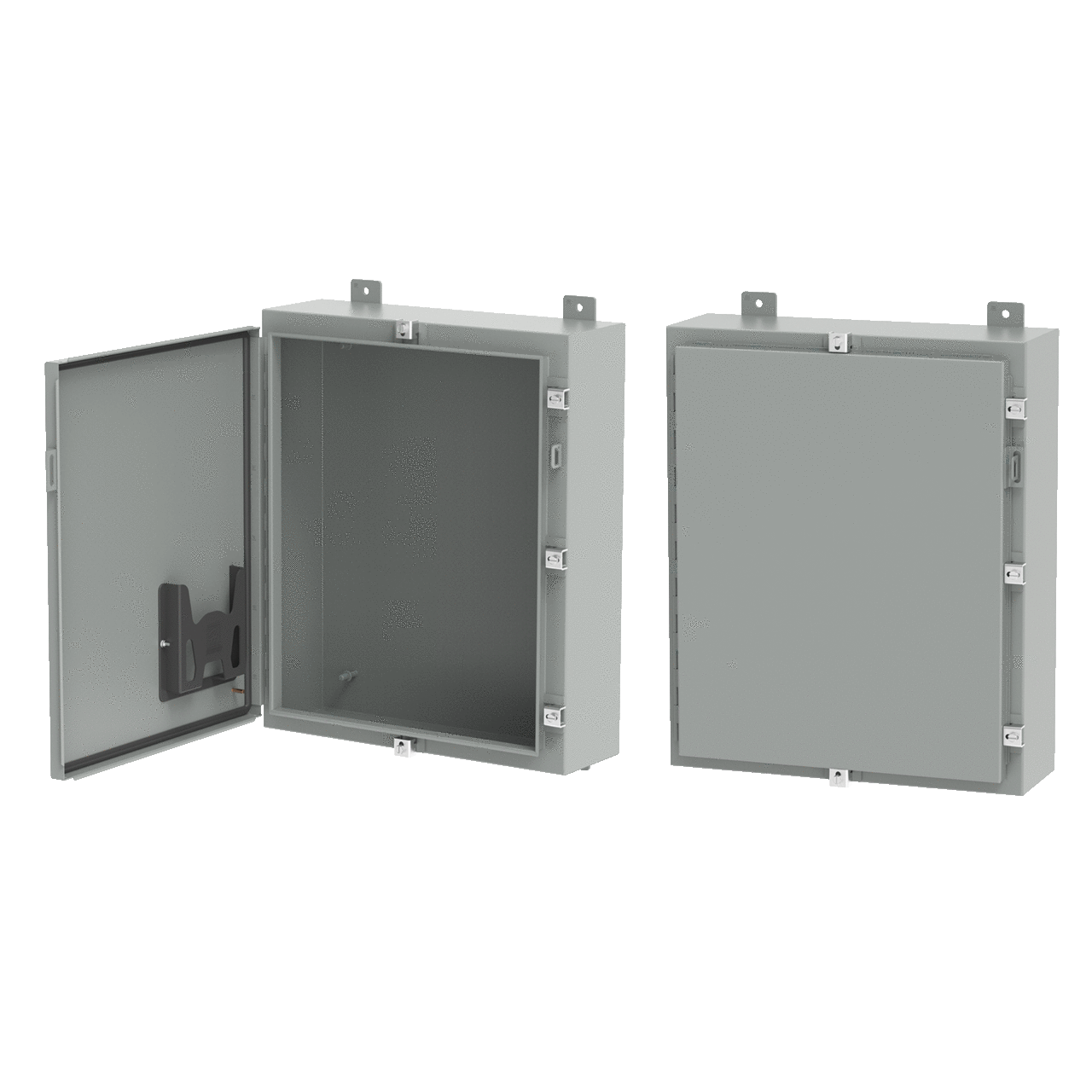 Continuous Hinge Enclosure with Clamps LP Type 4, 20x20x8, Gray, Mild Steel