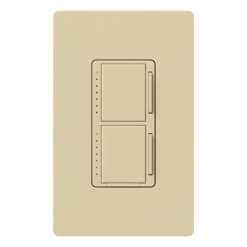 Maestro Dual Incandescent/Halogen Dimmer, Single-pole, 120V/300W each dimmer in ivory