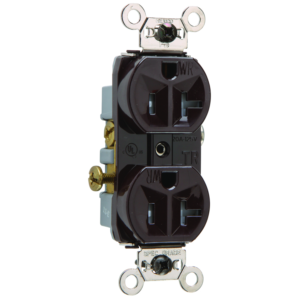 Commercial Grade Weather-Resistant and, Tamper-Resistant Duplex Receptacle Side Wire 20amp 125volt Brown