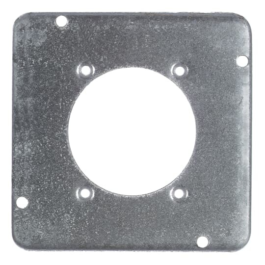 Square Box Surface Cover, 7.5 Cubic Inches, 4-11/16 Inch Square x 1/2 Inch Deep, 2-15/32 Inch Diameter Hole, Galvanized Steel