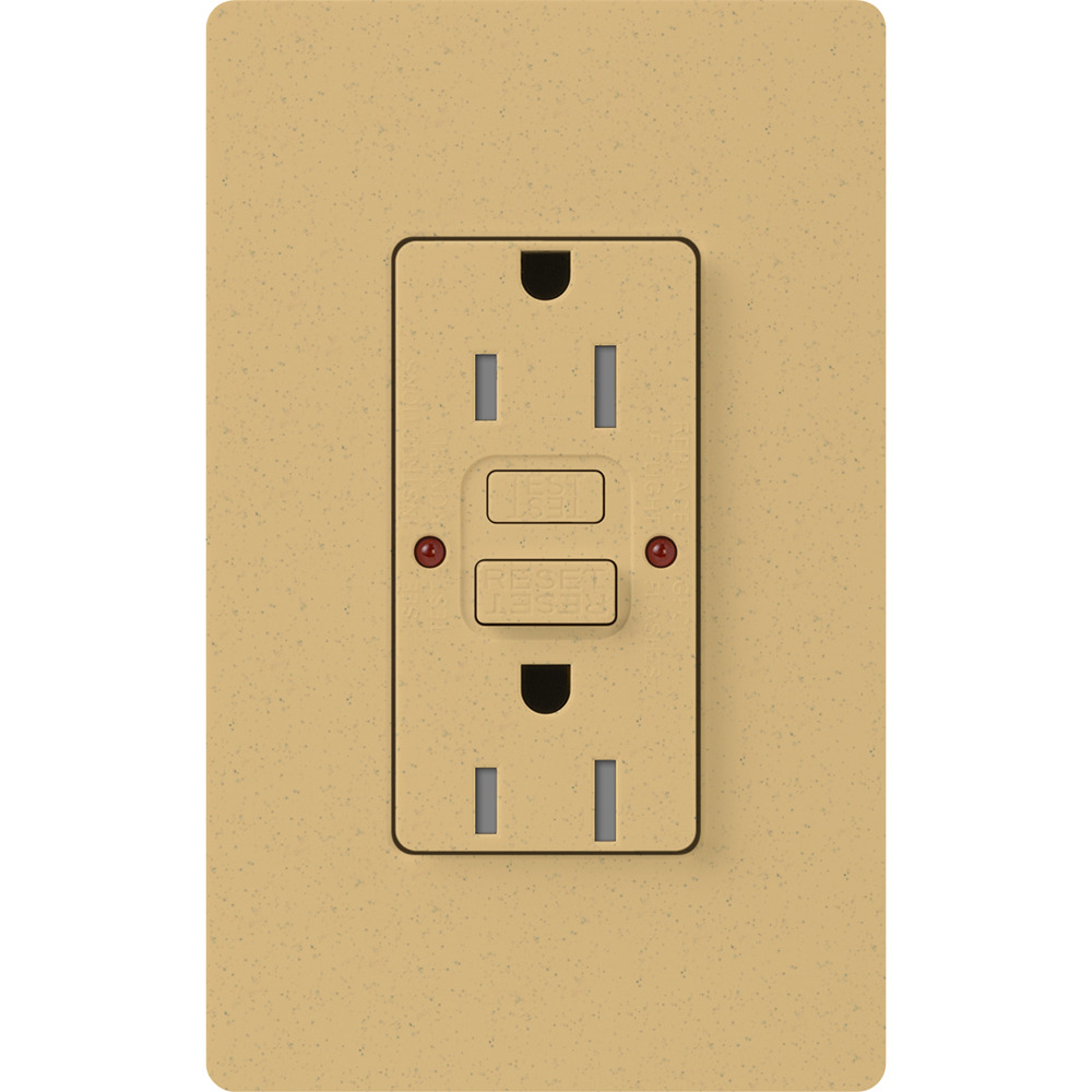 Tamper resistant, Self-testing GFCI  receptacle, 15A in goldstone