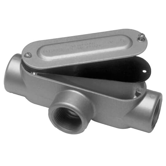 3/4 inch Threaded D-Pak Die Cast Aluminum Conduit Body, T-Style, Cover & Gasket. For use with Rigid/IMC Conduit.