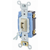 15 Amp, 120/277 Volt, Toggle Locking Single-Pole AC Quiet Switch, Extra Heavy Duty Grade, Self Grounding, Ivory