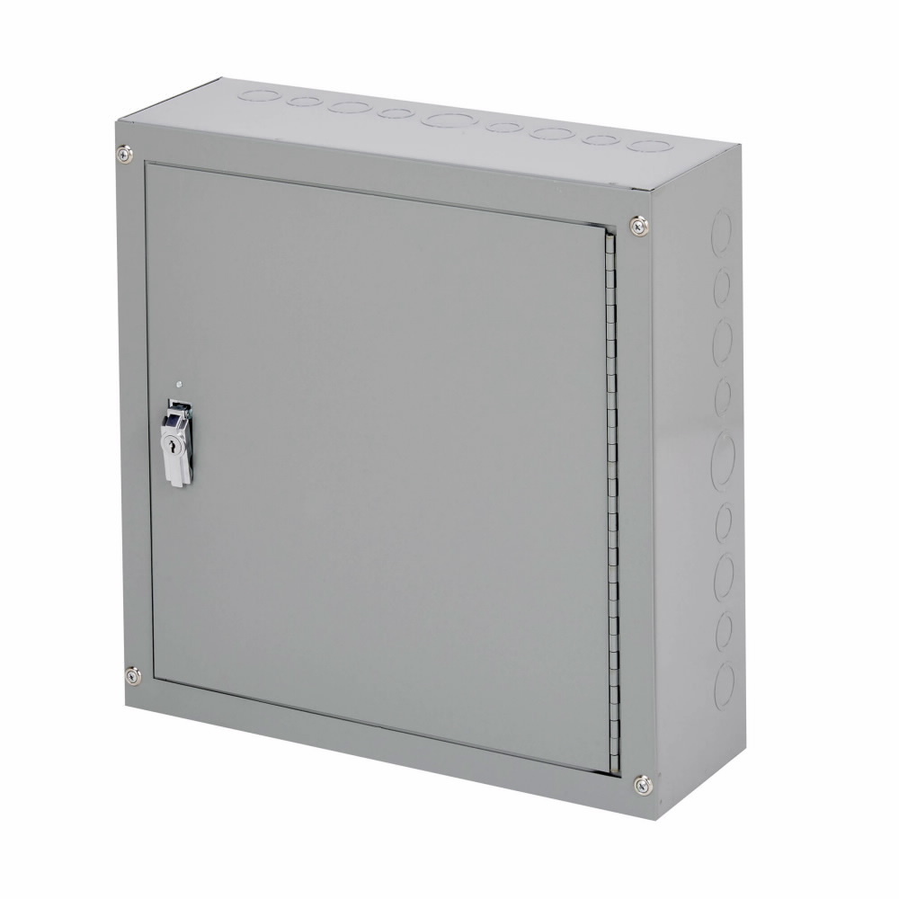 utility enclosures, 24" height, 6" length, 24" width, NEMA 1, Hinged cover, TCS cabinet, Surface mounted, Medium single door, Thru holes, Carbon steel