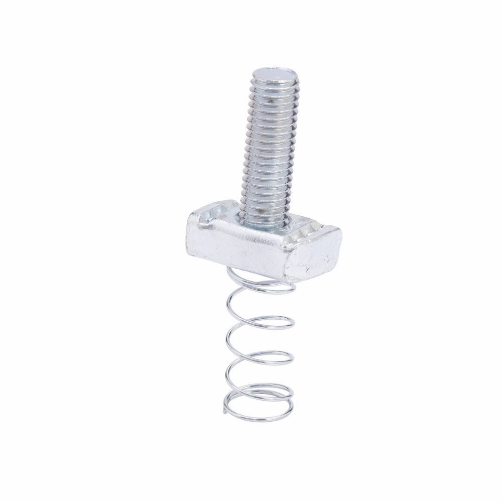 Eaton B-Line series stud nut with spring, 0.85" H x 1" L x 1.31" W, Steel material, Electro-plated, 3/8?-16 bolt size, Stud nut with spring