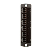 Injection Molded Adapter Plate, Opt-X 6-Pack Duplex LC OM2, 12- Fiber, Black