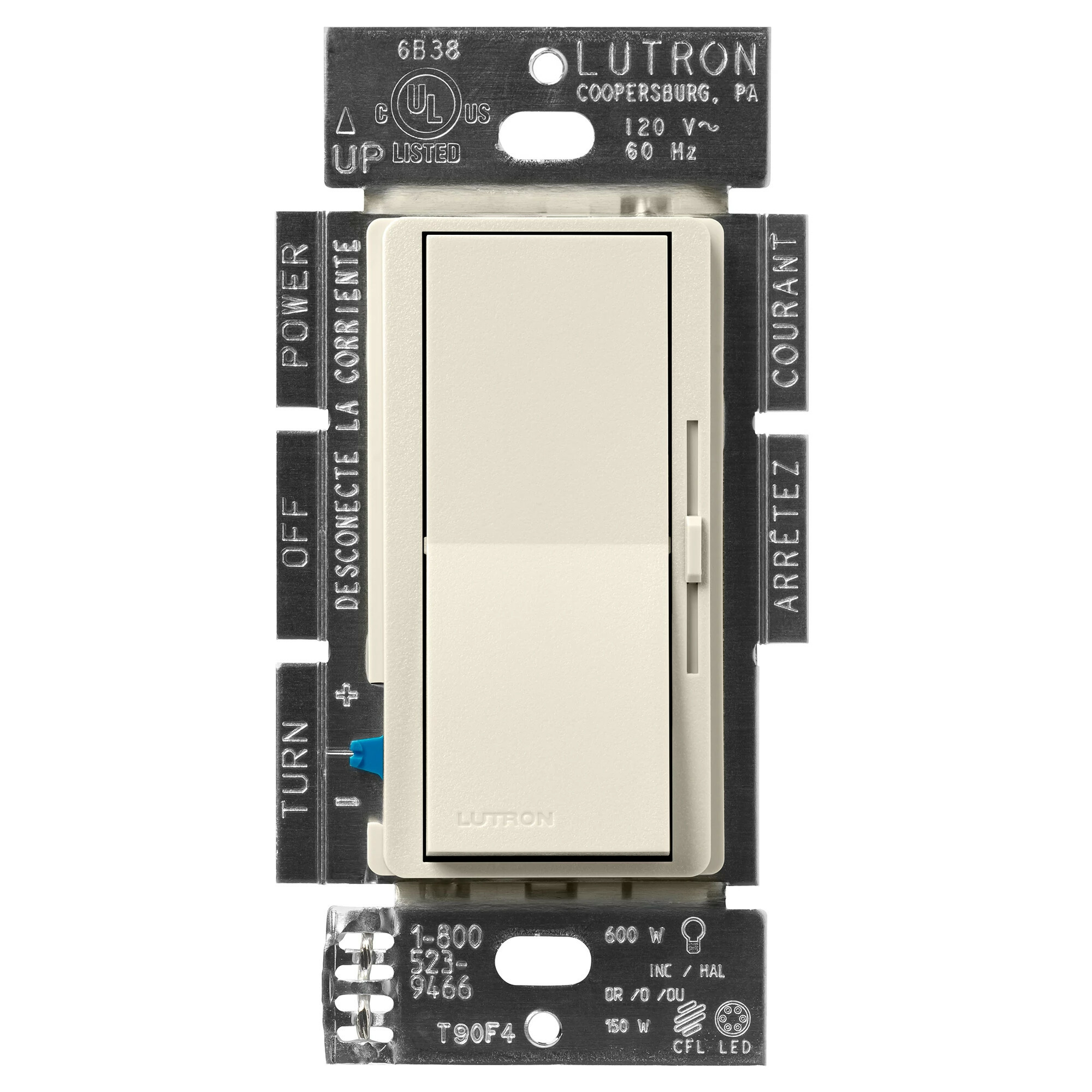 Diva LED+ Dimmer - Satin Finish, LED, Incandescent/Halogen, 3-way/single-pole, 150W LED or 600W inc/hal, pumice