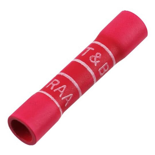 Expanded Vinyl-Insulated Butt Splice, Length 1.13 Inches, Width .26 Inches, Maximum Insulation Diameter .200, Wire Range #16-#14 AWG, Color Blue, Copper, Tin Plated, Mini-Pack