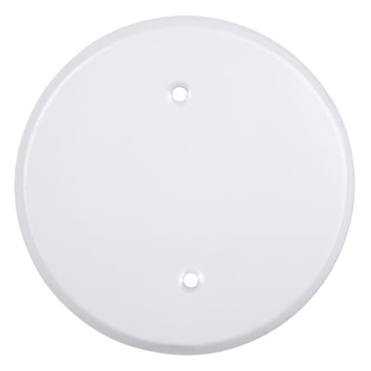 Round Blank Weatherproof Cover, 5 Inch Diameter, 2-3/4 Inch Mounting Holes on Center, White, Aluminum