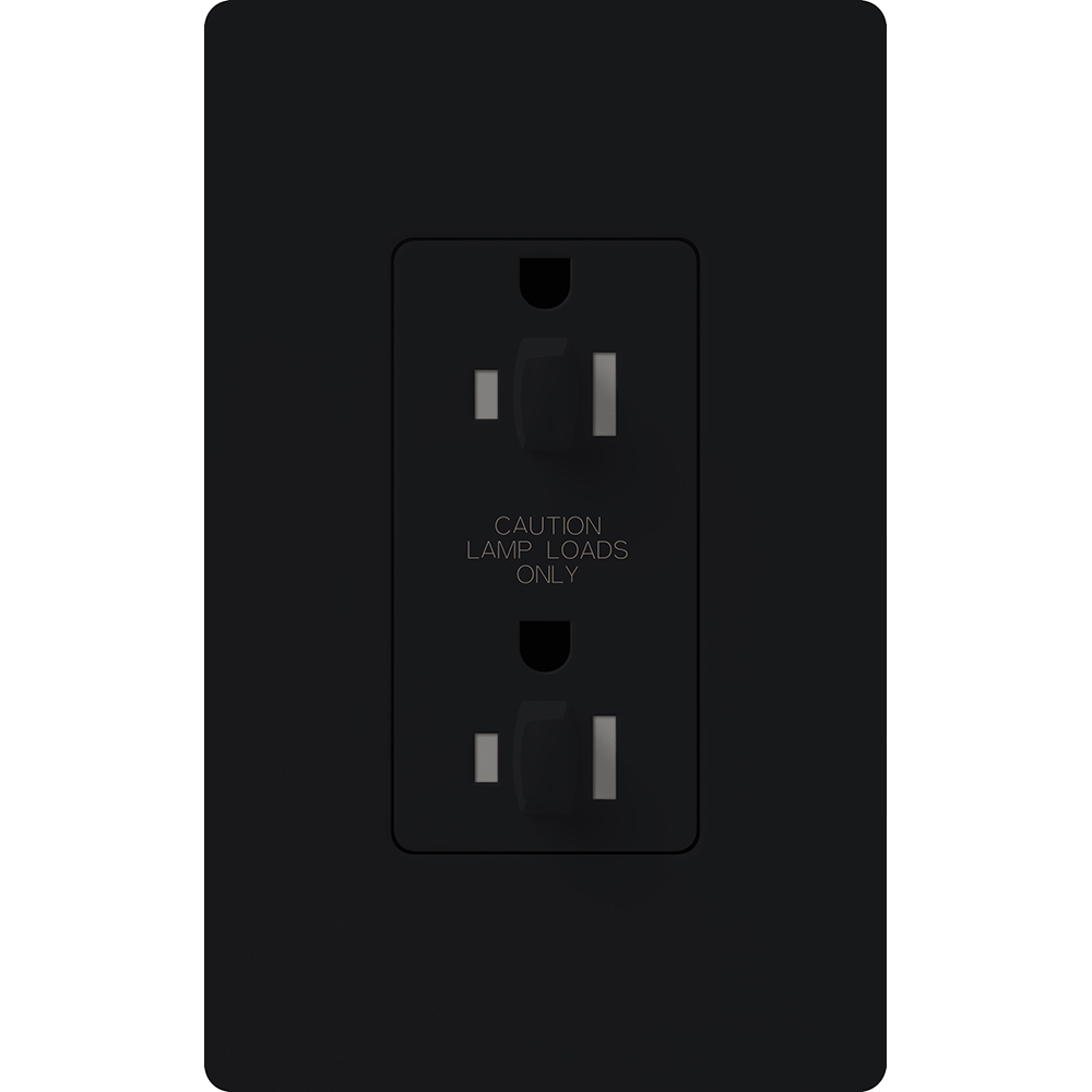 Claro, Satin, dual dimming, tamper resistant receptacle, 15A/125V in midnight