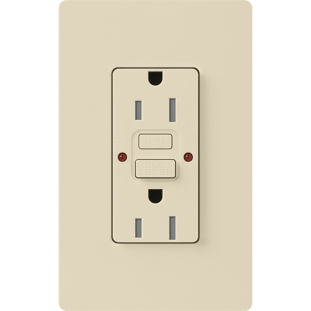 Tamper resistant, Self-testing GFCI  receptacle, 15A in eggshell