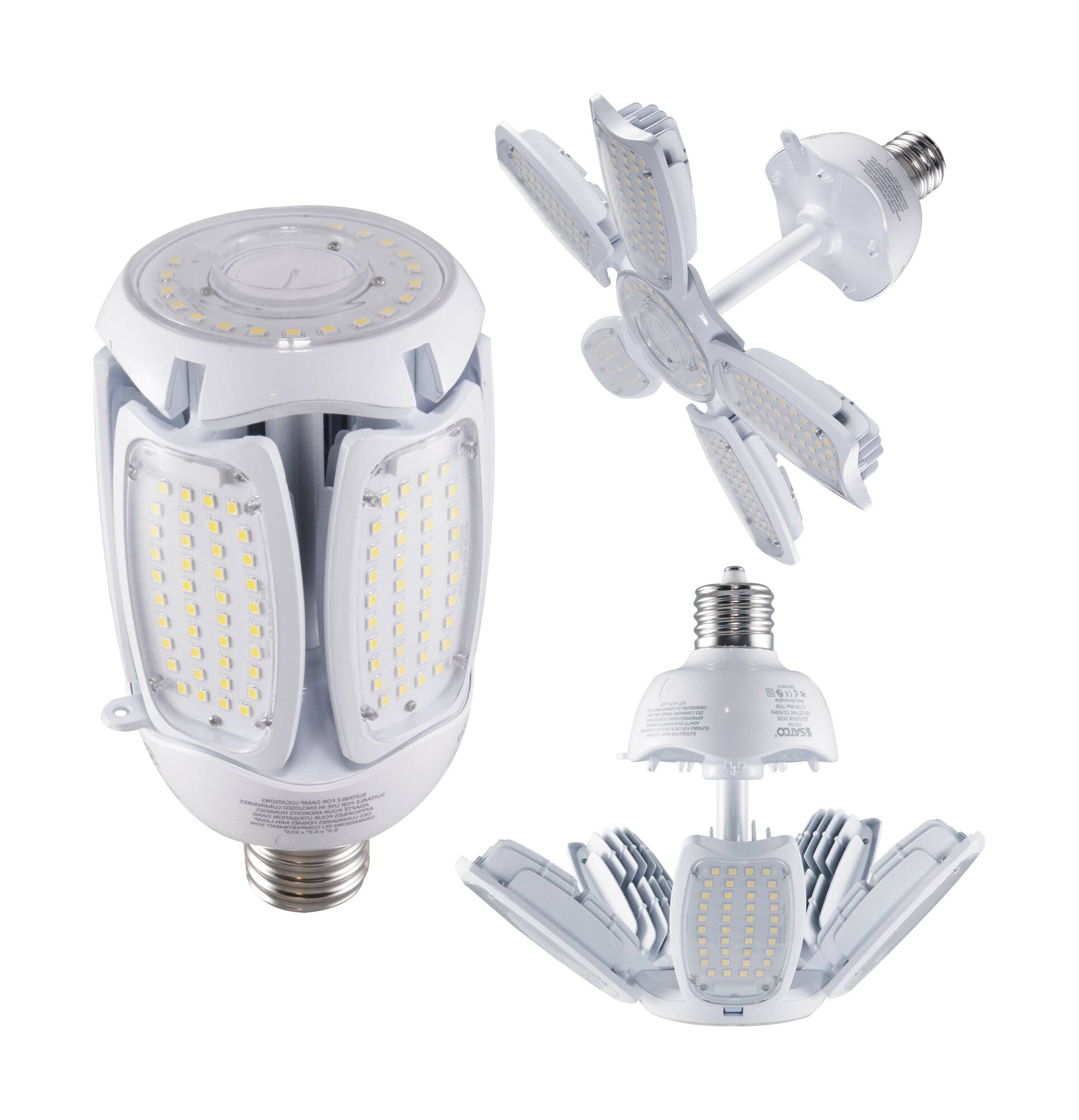 60 Watt LED HID Replacement - 5000K - Mogul Extended Base - Adjustable Beam Angle - 100-277 Volts