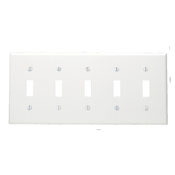 5-Gang Toggle Device Switch Wallplate, Standard Size, Thermoset, Device Mount, Brown