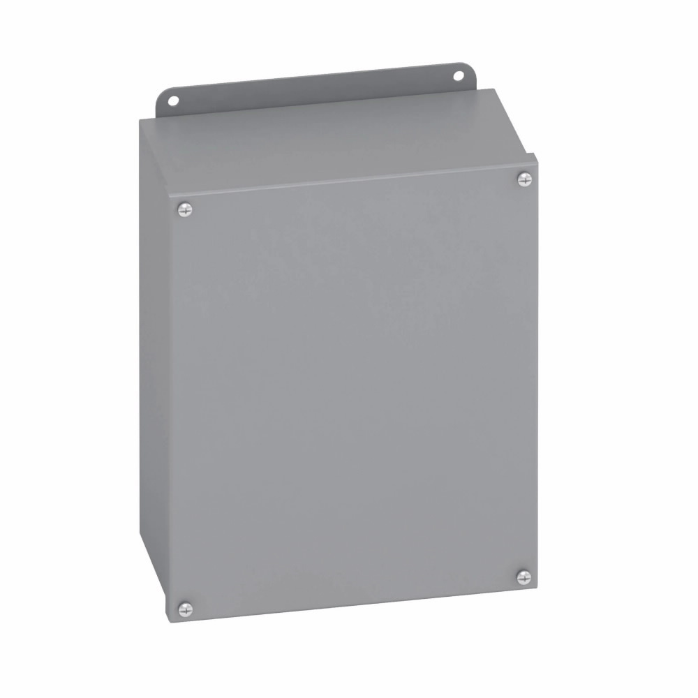 Eaton B-Line series JIC panel enclosure, 8" height, 3.5" length, 6" width, NEMA 12, Screw cover, 12SC enclosure, Wall mount, Small single door, External mounting feet, Carbon steel, Oil-resistant gasket