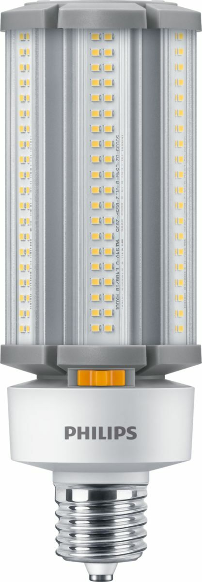 Instant retrofit, instant savings Energy savings of <gt/>50%;omni-directional lighting enabling use in a variety of applications Philips Corn Cob HID replacement lamps are perfect LED replacement for a variety of outdoor applications.  High intensity illumination, which means you get added visibility for applications like streets, public areas, and much more for a fraction of the energy used by conventional HID. Standard EX39 base to replace metal halide lamps and E39 options;Available in 3000K, 4000K and 5000K CCTs;Available in ranges between 70W and 400W replacements options and upto 16,800 lumens;3-year limited warranty;Surge 4&6 KV Wall packs, Shoeboxes, Post-Top fixtures;Parking lots, public areas and office outdoor fixtures