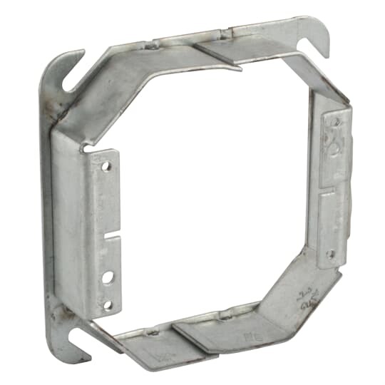 Two Gang Square-Cut Tile Wall Cover, 7 Cubic Inches, 4 Inch Square x 1 Inch Raised, Pre-Galvanized Steel, Square Corners Facilitate Tile Installation
