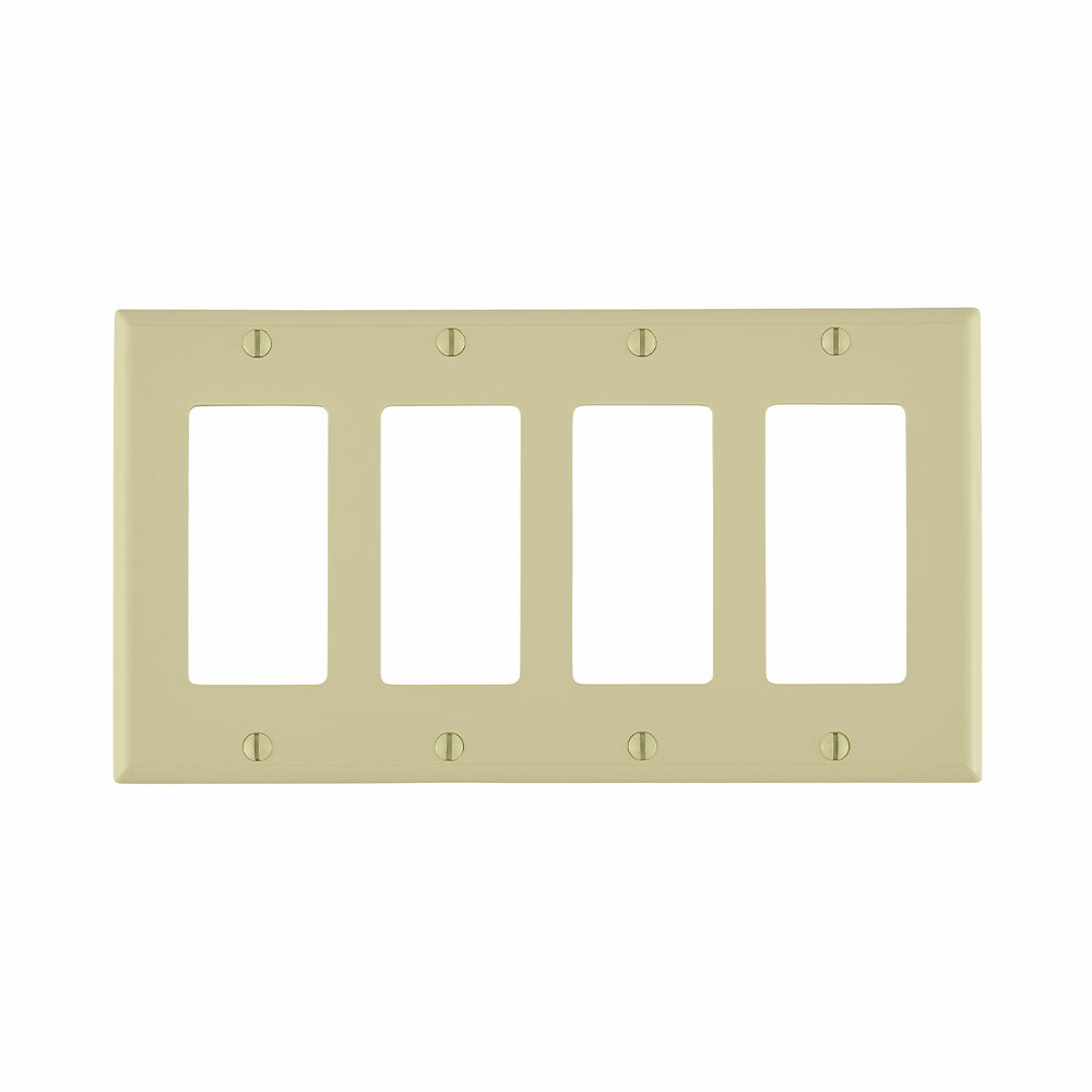 4-Gang Decora/GFCI Device Decora Wallplate, Standard Size, Thermoplastic Nylon, Device Mount, Ivory