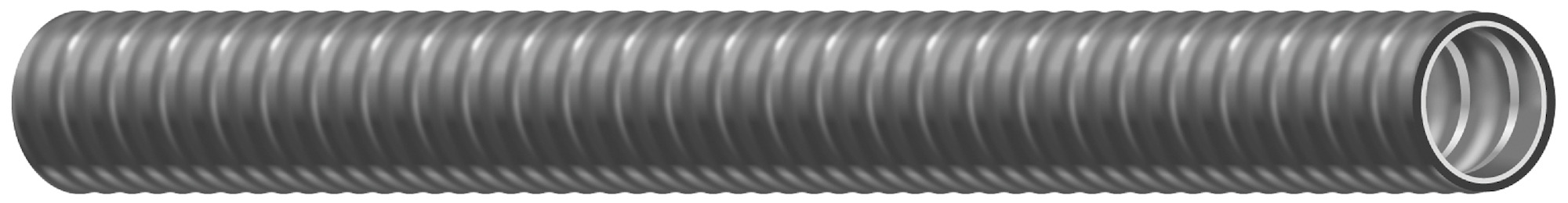 Titan2 Type UL LFMC is manufactured with a spiral wound strip of heavy gauge  corrosion-resistant  hot-dipped galvanized steel. For 3/8" through 1-1/4" trade sizes  the core is constructed with a square locked steel strip with an integral copperbonding strip enclosed within the steel convolutions. For 1-1/2" through 4" trade sizes  the core is constructed with a fully interlocked steel strip. A rugged  flame retardant  flexible PVC jacket is extruded over the steel core. The grey jacket resists oils  mild acids and exposure to sunlight. Also available in other colors subject to minimum runs.