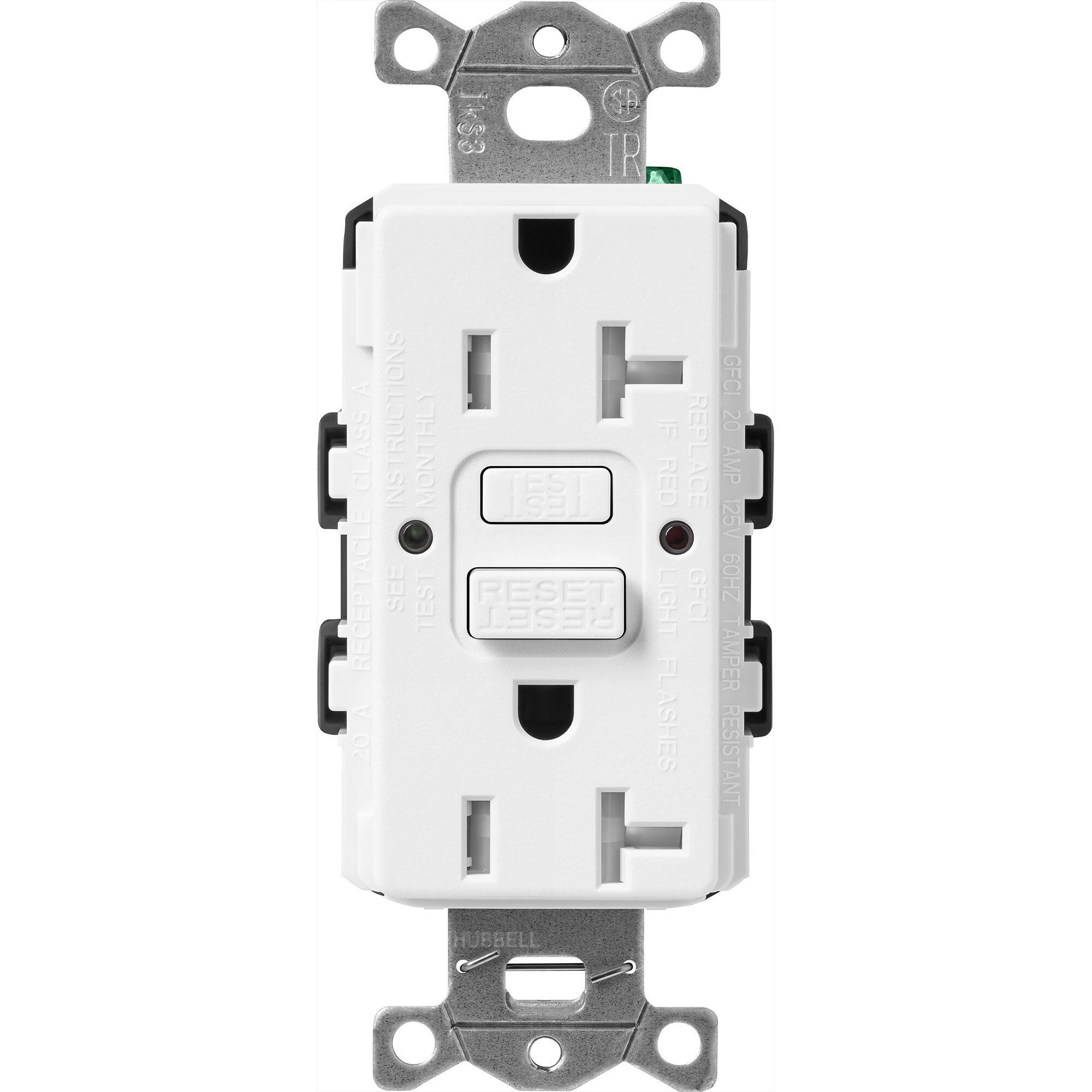 Lutron Claro Tamper-Resistant GFCI Duplex Receptacle, 20-Amp, Snow