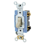 15 Amp, 120/277 Volt, Toggle 3-Way AC Quiet Switch, Extra Heavy Duty Grade, Self Grounding, Back and Side Wired, Ivory