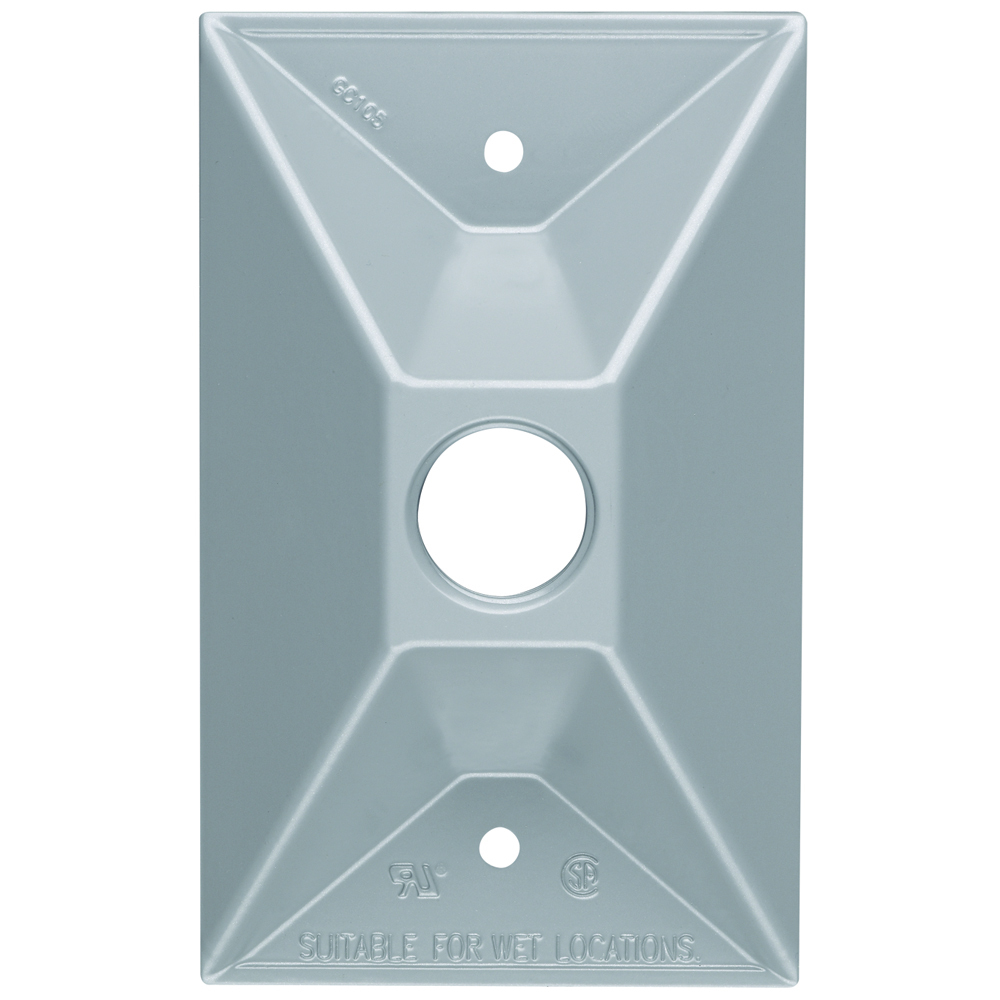 Weatherproof 1 Gang Cluster Cover, Rectangle, 1 Hole 1/2, Gray