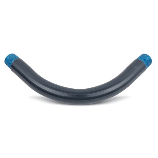 Standard Radius Elbow, 40 Mil PVC Coated, Pipe Size 1 Inch/27 Metric, Angle 90 Degrees, Radius 5-3/4 Inch/146.05 Millimeters, Offset 8 Inch/203.20 Millimeters, Straight End 2-1/4 Inch/57.15 Millimeters, Unbent Length 13.53 Inch/343.71 Millimeters, Hot-Dip Galvanized Rigid Steel, Gray