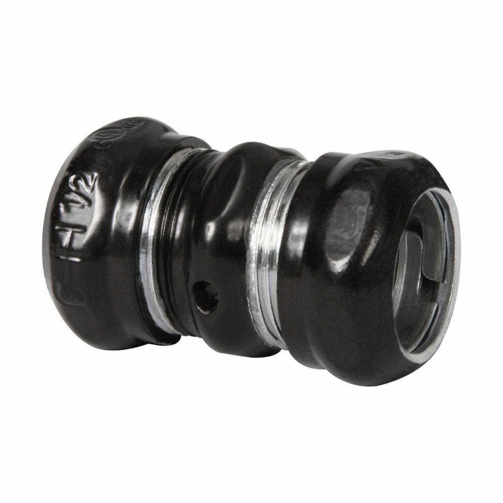 Eaton Crouse-Hinds series EMT compression coupling, Black, EMT, Zinc plated steel, Compression type, 3/4"