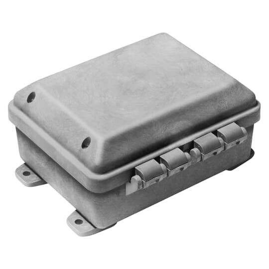 Circuit Safe Polycarbonate JIC Enclosure Assembly with hinged opaque cover, 6 Inches x 6 Inches x 5 Inches
