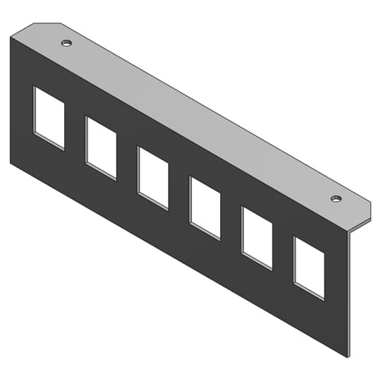 Single Gang Device Plate, 6 Keystone Jacks, Galvanized Steel For Four Gang Ultra-Shallow Recessed Service Floor Box, 192 Cubic Inches for Device Access and 41/55 Cubic Inches for Device Compartments, Length 13-1/4 Inches, Width 15-1/4 Inches, Depth 2-1/2 Inches, 3/4 Inch Knockouts, Galvanized Steel, Provides High Capacity Power and Data Solution for Shallow Concrete Floors