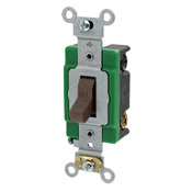 30 Amp, 120/277 Volt, Toggle Double-Pole AC Quiet Switch, Extra Heavy Duty Spec Grade, Self Grounding, Back and Side Wired, Brown