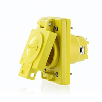 30 Amp, 277/480V, 3-Phase WYE, NEMA L22-30, 4P, 5W, IP66 Cover, Grounding, Corrosion Resistant, Wetguard, Single Locking Inlet, Yellow
