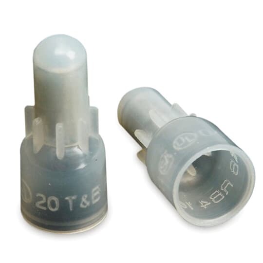 Nylon Insulated Crimp-On Wire Joint, Length .78 Inches, Width .31 Inches, Wire Range 2#18 - 2#16, Color White