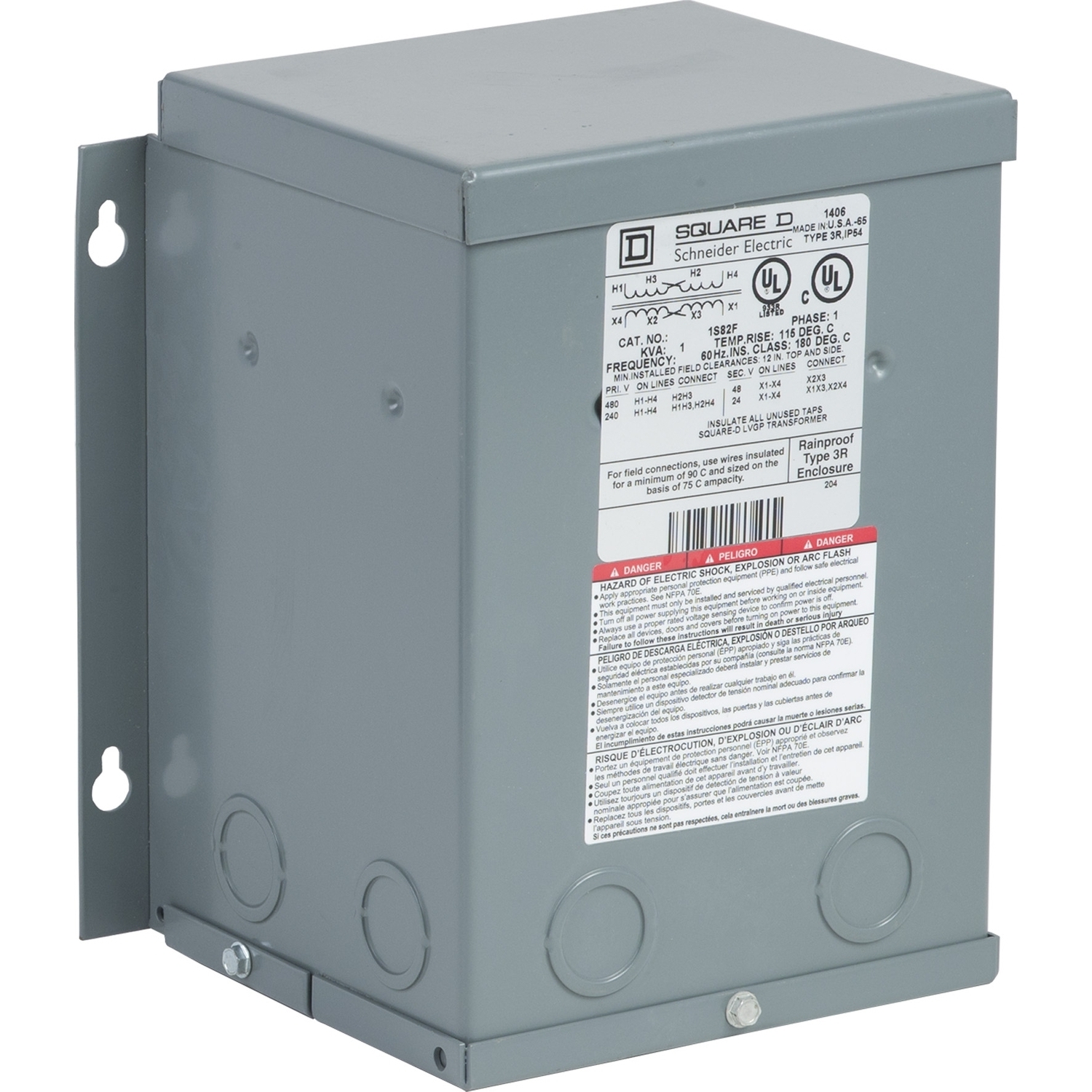 Transformer, buck boost, encapsulated, 1kVA, 1 phase, 240x480V primary, 24/48V secondary, NEMA 3R, 115C rise