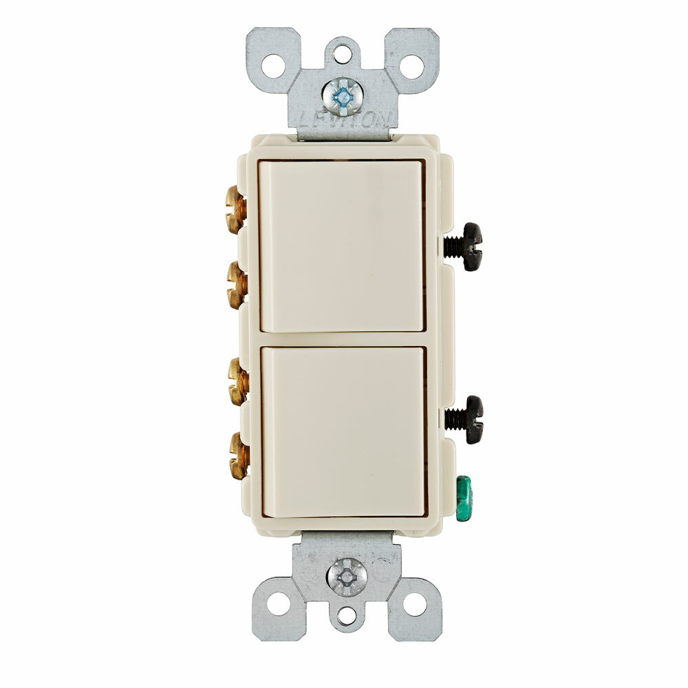 15 Amp, 120/277 Volt, Decora Brand Style 3-Way / 3-Way AC Combination Switch, Commercial Grade, Grounding, Light Almond