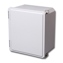 Eaton B-Line series JIC panel enclosure, 7.41" height, 4.31" length, 7.79" width, NEMA 4X, Hinged cover, SDFQR enclosure, Wall mount, Medium single door, Optional external mounting feet, Fiberglass, Seamless poured in-place gasket